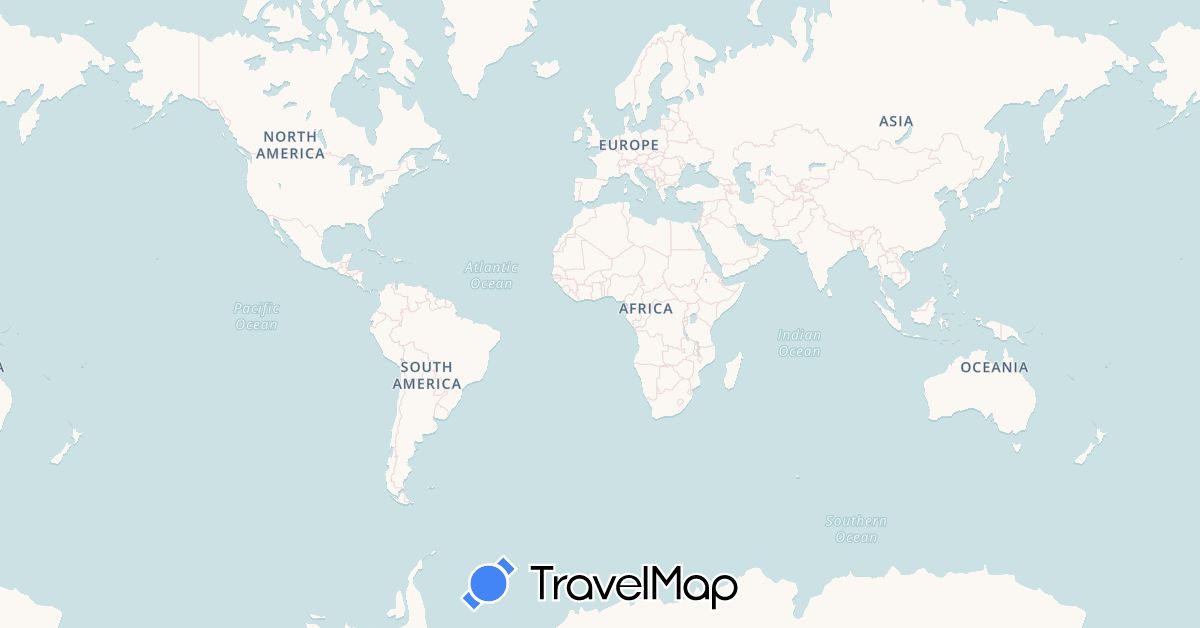 TravelMap itinerary: driving, plane, boat in Madagascar (Africa)